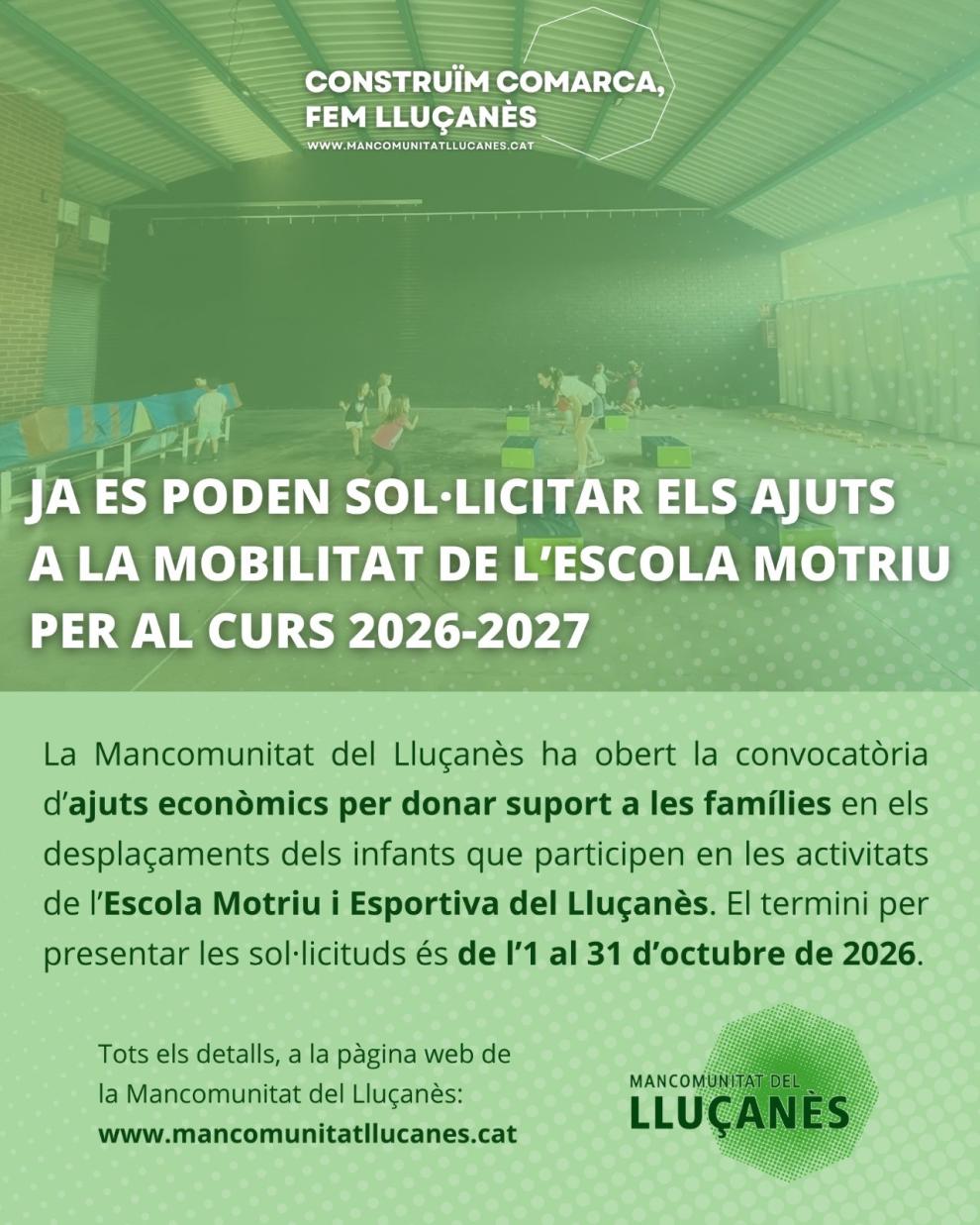 Ajuts a la mobilitat pels desplaçaments a l'Escola Motriu i Esportiva del Lluçanès